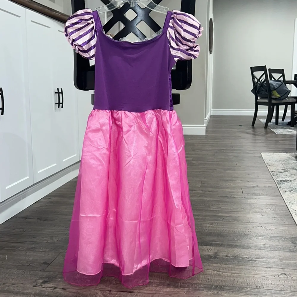 Girls purple & pink puff sleeve princess dress 150 10-12